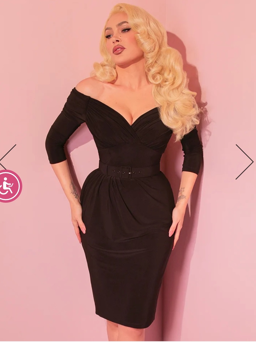 NEW Vixen by Micheline Pitt Black Starlet Wiggle Dress L